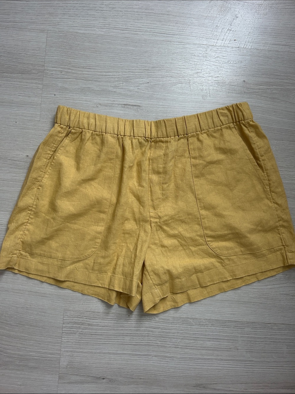 Banana Republic Mustard Yellow High-Waist Linen Shorts